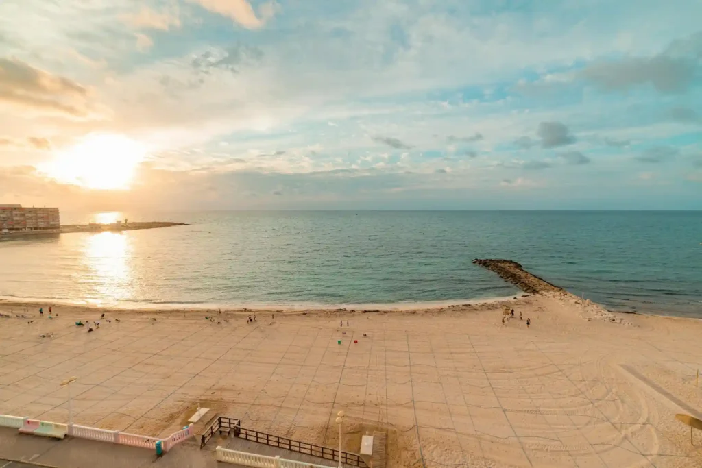 beach sunset wide view