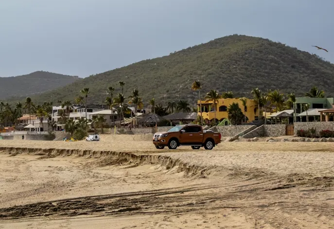 Coastal road scene on the way from La Paz to Playa Balandra.