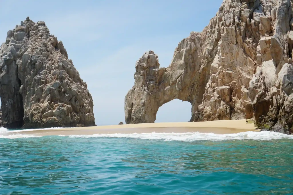 Rock arch and coastline in Baja California Sur representing adventure and boat tours