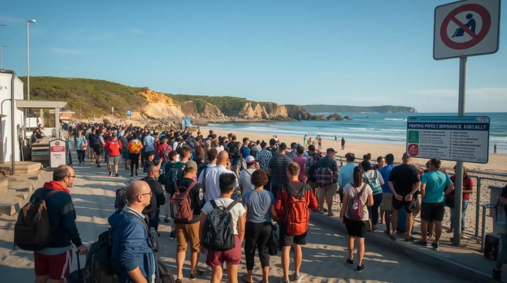 playa balandra entrance checkpoint visitors line