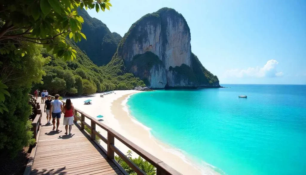 View of Maya Bay beach from the conservation boardwalk