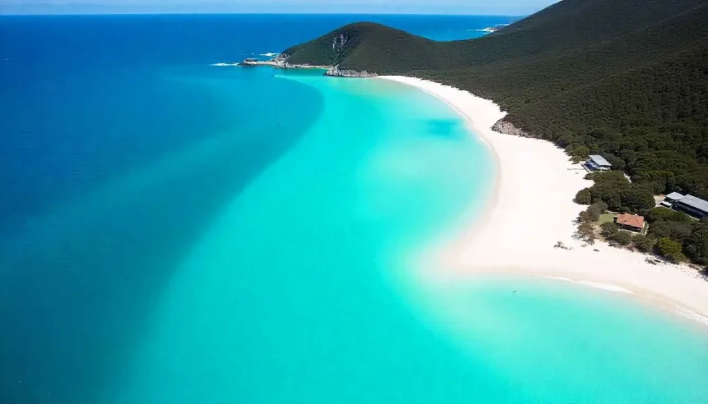 A breathtaking aerial view of the swirling sands at Whitehaven Beach's Hill Inlet.