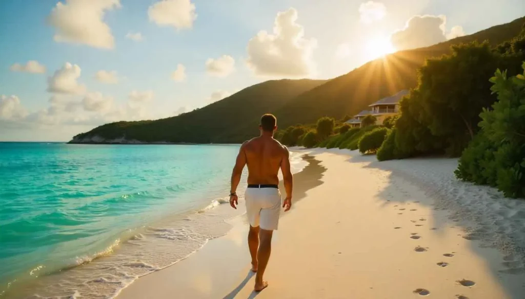 The low-rise villas of The Sands at Grace Bay on the famous turquoise shoreline.