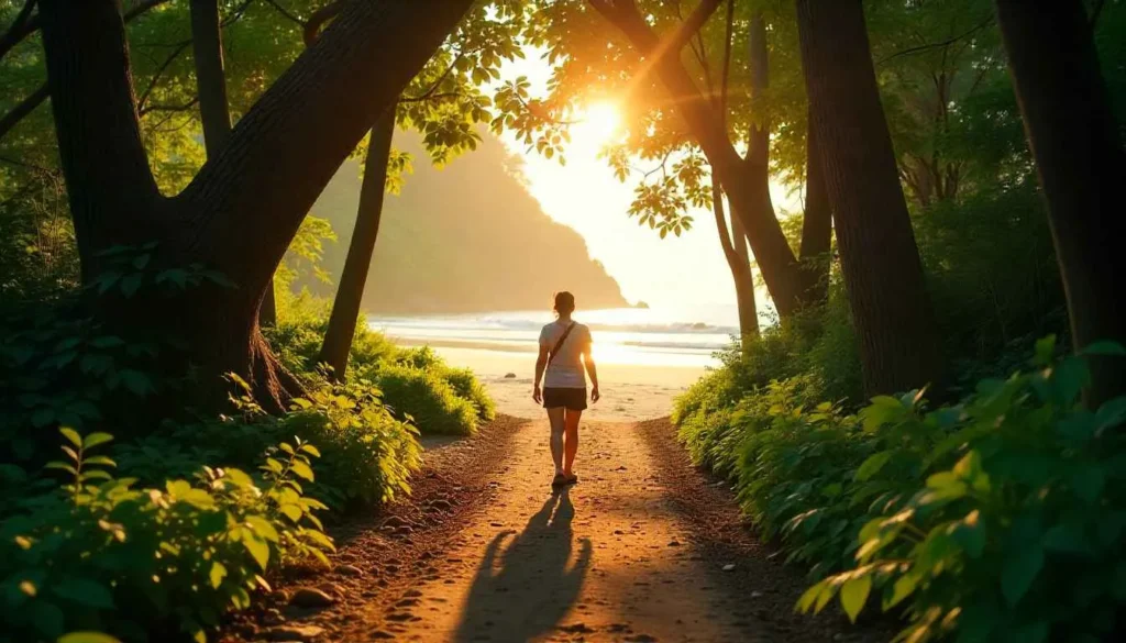  A path through the jungle leading to Radhanagar Beach from a resort.