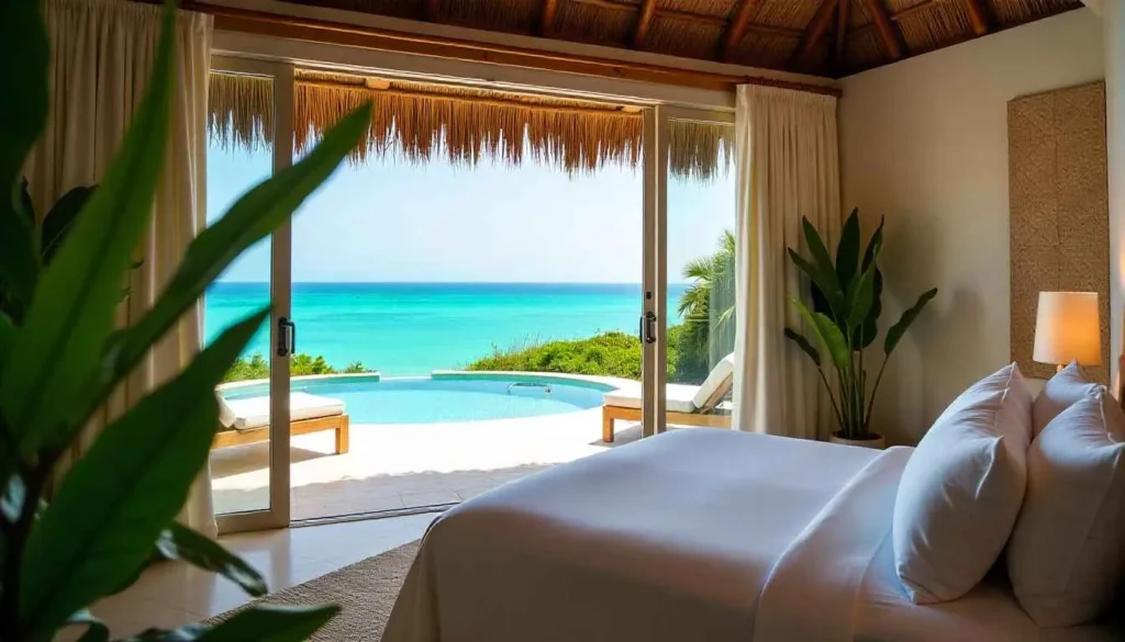A luxurious bohemian suite with a private plunge pool at Be Tulum Hotel, one of the best hotels in Tulum Beach.