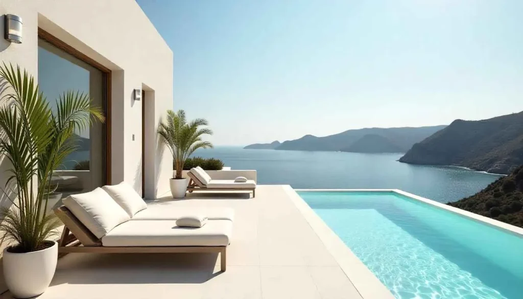 A luxury hotel suite with a pool in Porto Vromi, near Navagio Beach.