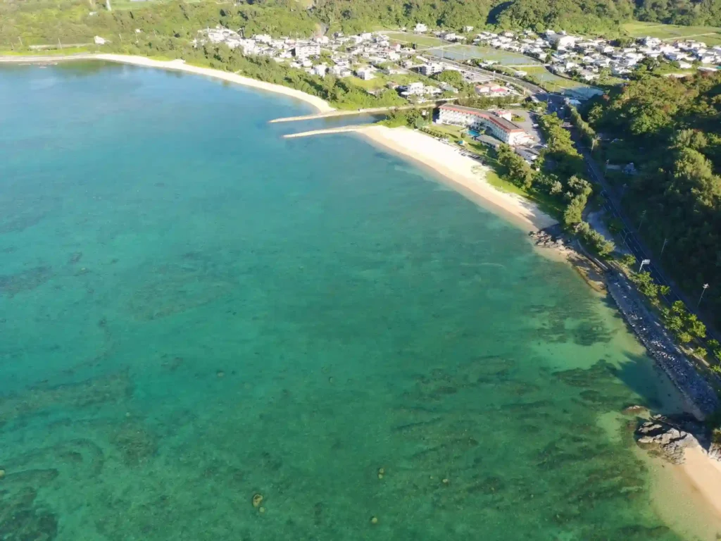 coastal town aerial sea view