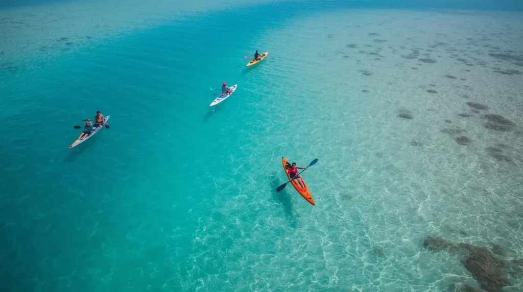 kayaking playa balandra shallow turquoise water