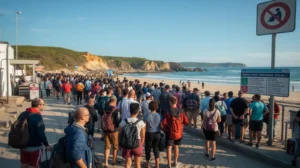playa balandra entrance checkpoint visitors line